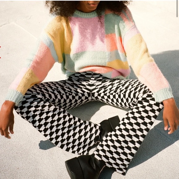 Lisa Says Gah Pants - Lisa Says GAH Luca Vintage Rug Black & White Pull On Sweater Pants Size XS/S